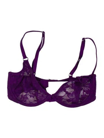 Pre-owned Fleur Du Mal Lace Pattern Scoop Neck Sports Bra In Purple