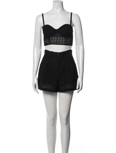 Pre-owned Fleur Du Mal Lace Pattern Short Set In Black