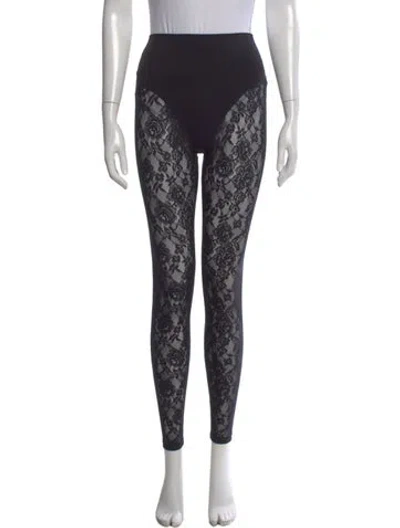 Pre-owned Fleur Du Mal Lace Pattern Skinny Leg Pants In Black
