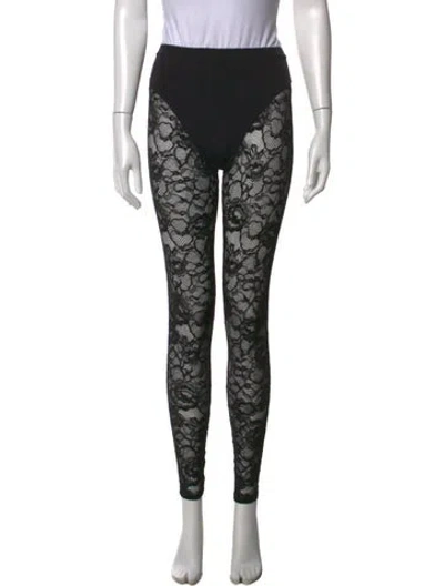 Pre-owned Fleur Du Mal Lace Pattern Skinny Leg Pants In Black
