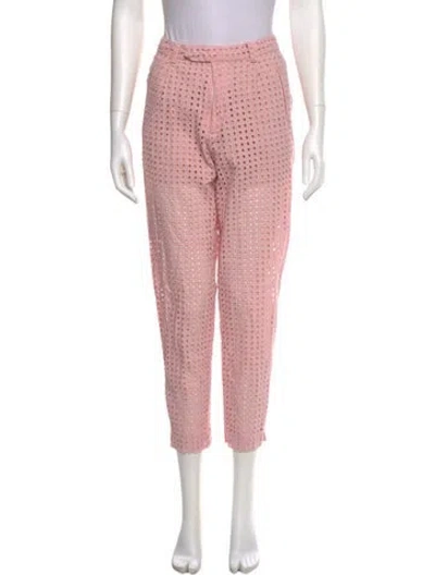 Pre-owned Fleur Du Mal Lace Pattern Skinny Leg Pants In Pink