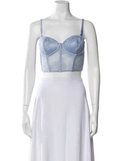 Pre-owned Fleur Du Mal Lace Pattern Square Neckline Crop Top In Black