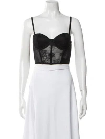 Pre-owned Fleur Du Mal Lace Pattern Square Neckline Crop Top W/ Tags In White