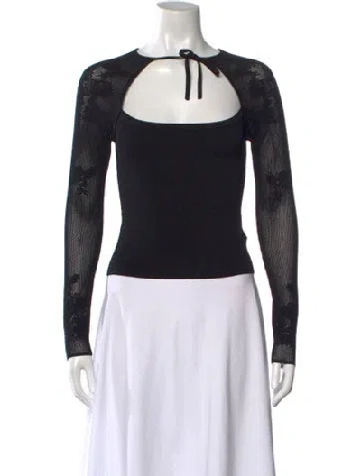 Pre-owned Fleur Du Mal Lace Pattern Square Neckline Top In Black