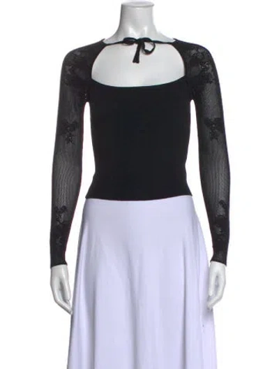 Pre-owned Fleur Du Mal Lace Pattern Square Neckline Top In Black