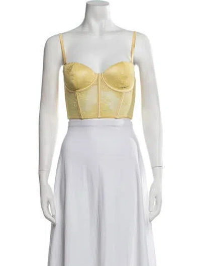 Pre-owned Fleur Du Mal Lace Pattern Square Neckline Top In Neutrals