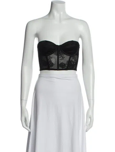 Pre-owned Fleur Du Mal Lace Pattern Strapless Crop Top In Blue