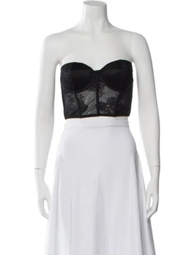 Pre-owned Fleur Du Mal Lace Pattern Strapless Crop Top In White
