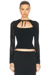 Fleur Du Mal Lace Pointelle Knit Decollette Top In Black