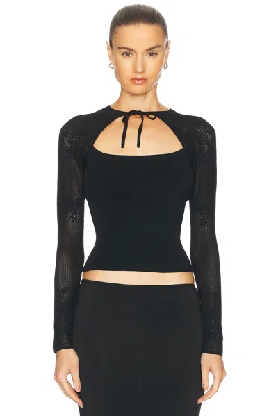 FLEUR DU MAL LACE POINTELLE KNIT DECOLETTE TOP