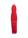 Fleur Du Mal Lace Pointelle Knit Racer Dress In Ruby Red