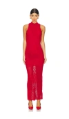 Fleur Du Mal Lace Pointelle Knit Racer Dress In Ruby Red