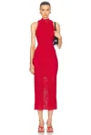Fleur Du Mal Lace Pointelle Knit Racer Dress In Ruby Red