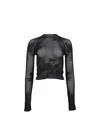 Fleur Du Mal Lace Pointelle Long Sleeve Top In Black