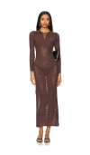 Fleur Du Mal Lace Pointelle Maxi Dress In Brown