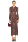 Fleur Du Mal Lace Pointelle Maxi Dress In Cognac