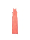 Fleur Du Mal Pointelle-knit Halterneck Maxi Dress In Tangerine