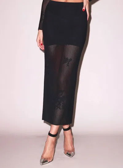 Fleur Du Mal Lace Pointelle Maxi Skirt In Black