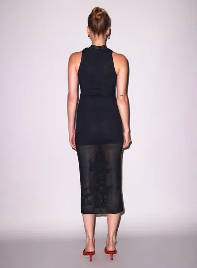 Fleur Du Mal Lace Pointelle Racer Dress In Black