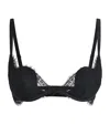 Fleur Du Mal Frankie Underwire Lace Plunge Demi Bra In Black