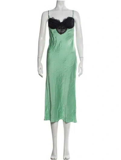 Pre-owned Fleur Du Mal Lace Trim Embellishment Nightgown In Green
