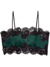 Fleur Du Mal Silk And Lace Bandeau Top In Evergreen In Green