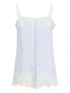 Fleur Du Mal Lace-trimmed Button-front Slip In Blue