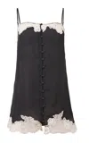Fleur Du Mal Lace-trimmed Cotton Slip Dress In Black