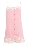 Fleur Du Mal Lace-trimmed Cotton Slip Dress In Pink
