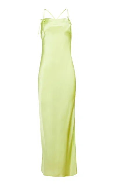 FLEUR DU MAL LACE-TRIMMED SILK MAXI SLIP DRESS