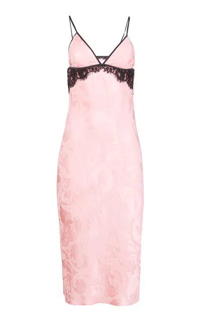 FLEUR DU MAL LACE-TRIMMED SILK SLIP DRESS