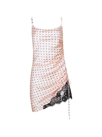 Fleur Du Mal Lace-trimmed Dotted Mini Dress In Pink