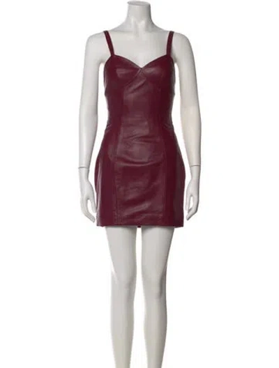 Pre-owned Fleur Du Mal Lamb Leather Mini Dress In Burgundy