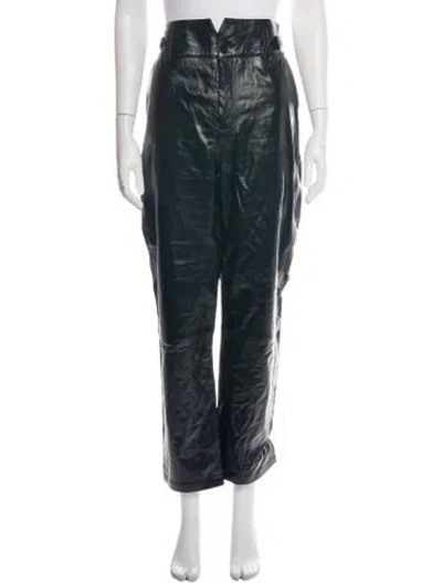 Pre-owned Fleur Du Mal Lamb Leather Straight Leg Pants In Black