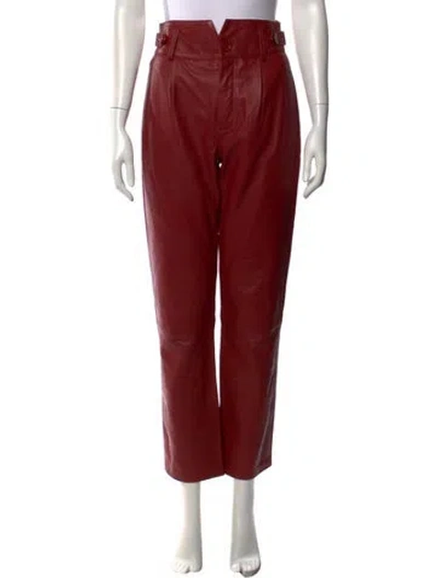 Pre-owned Fleur Du Mal Lamb Leather Straight Leg Pants In Red