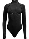 Fleur Du Mal Rib Bodysuit With Lattice Trim In Black