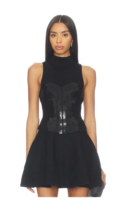 Fleur Du Mal Layered Corset Top In Black