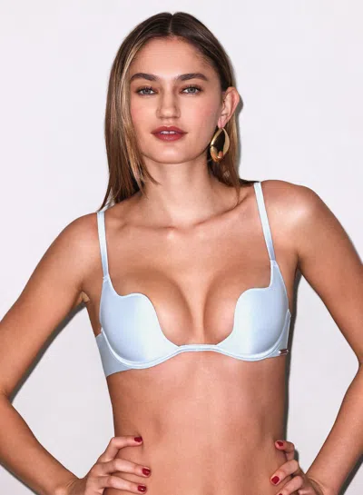 Fleur Du Mal Le Gloss Seduce U-plunge Bra In Blue