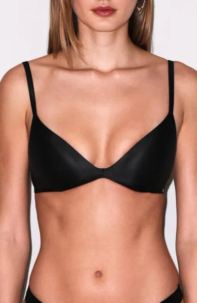 Fleur Du Mal Le Gloss Wireless Push-up Bra In Black