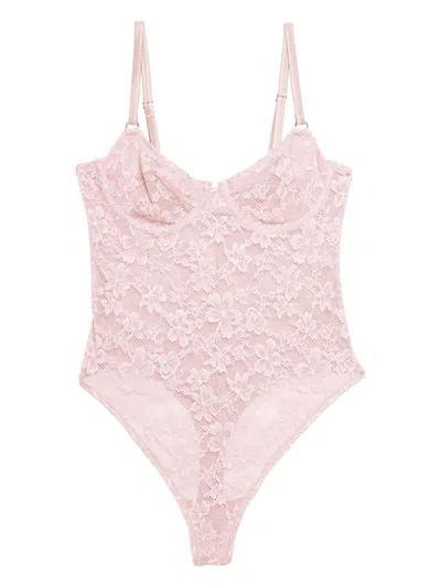 Fleur Du Mal Le Stretch Bodysuit In Ballet Pink