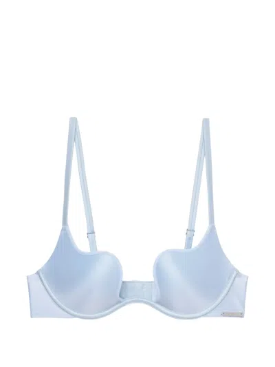 Fleur Du Mal Le Stretch Gloss Seduce U-plunge Bra In Blue