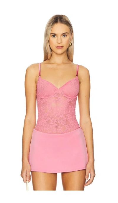 Fleur Du Mal Le Stretch Lace Bodysuit In Pink