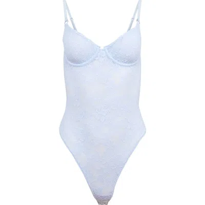 Fleur Du Mal Le Stretch Lace Bodysuit In Blue