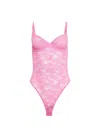 Fleur Du Mal Le Stretch Floral-lace Detailing Bodysuit In Pink