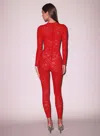 Fleur Du Mal Le Stretch Lace Catsuit In Rouge