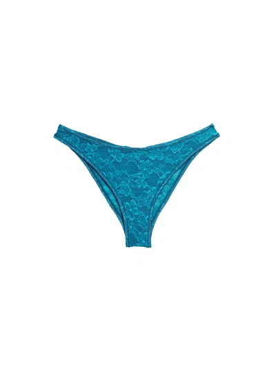 Fleur Du Mal Le Stretch Lace Cheeky In Aquamarine