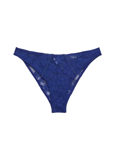 Fleur Du Mal Le Stretch Lace Cheeky In Blue