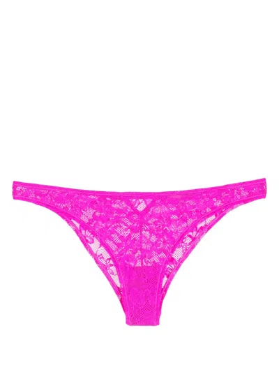 Fleur Du Mal Floral-lace Cut-out Briefs In Pink