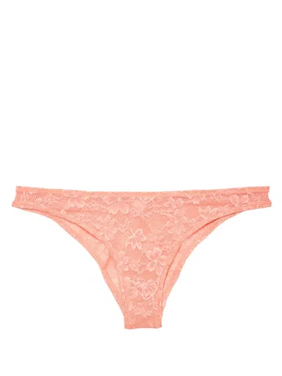 Fleur Du Mal Le Stretch Lace-detailing Briefs In Pink