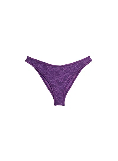 Fleur Du Mal Le Stretch Lace Cheeky In Deep Purple